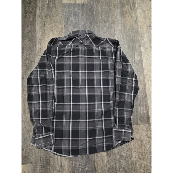 Age Of Wisdom Men XL Gray/Black Plaid Western Shirt Pearl Snap - Picture 6 of 7